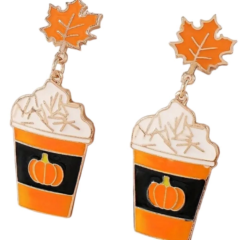 14k PUMPKIN SPICE LATTE cacappuccino coffee fall earrings